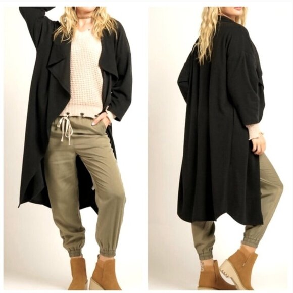 NWOT Boho long body cardigan with open front draped - small - Picture 3 of 5